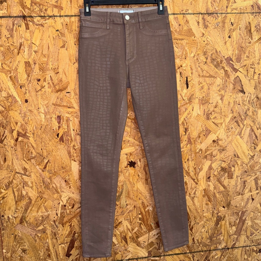 Articles of Society Brown Skinny Jeans Subtle Metallic Pattern Chic Going Out 26
